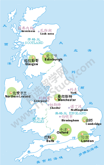 英国地图-行政区及城市